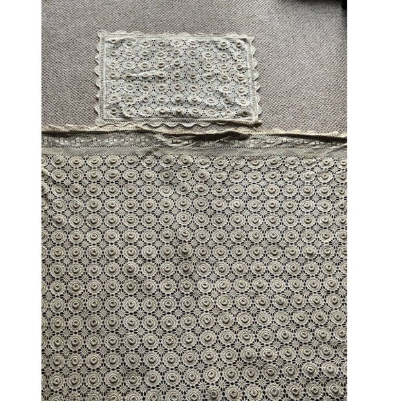 Ethan Allen Hand Crochet Lace Custom made Vintage Exclusive quilt and sham - Picture 1 of 16